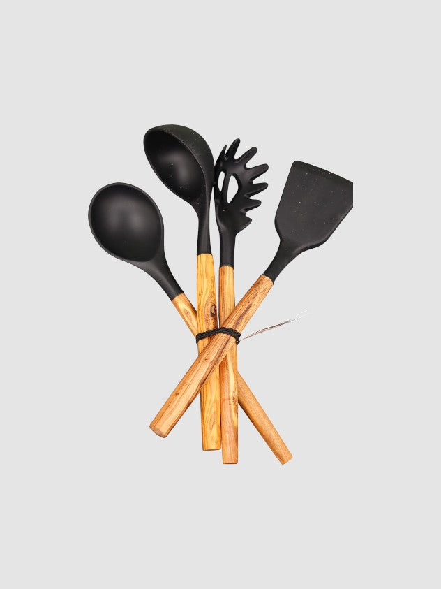 SET OF 4 SILICONE COOKING UTENSILS
