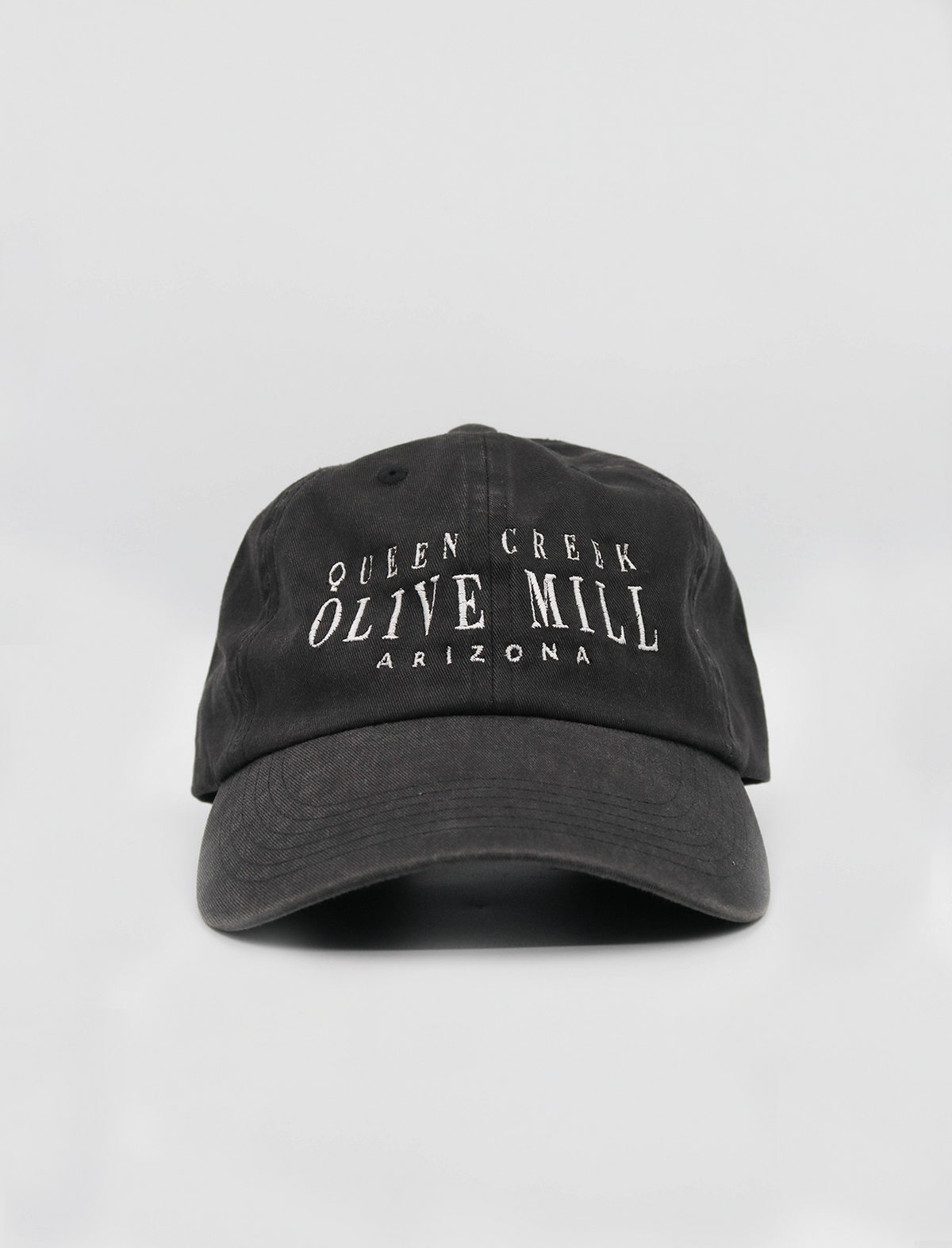 QUEEN CREEK OLIVE MILL CHARCOAL BLACK HAT