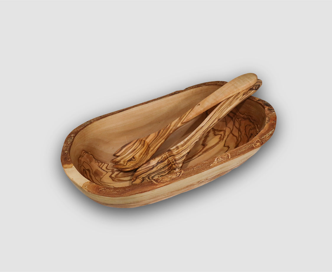 BOAT SHAPED BOWL AND SALAD SERVERS GIFT SET
