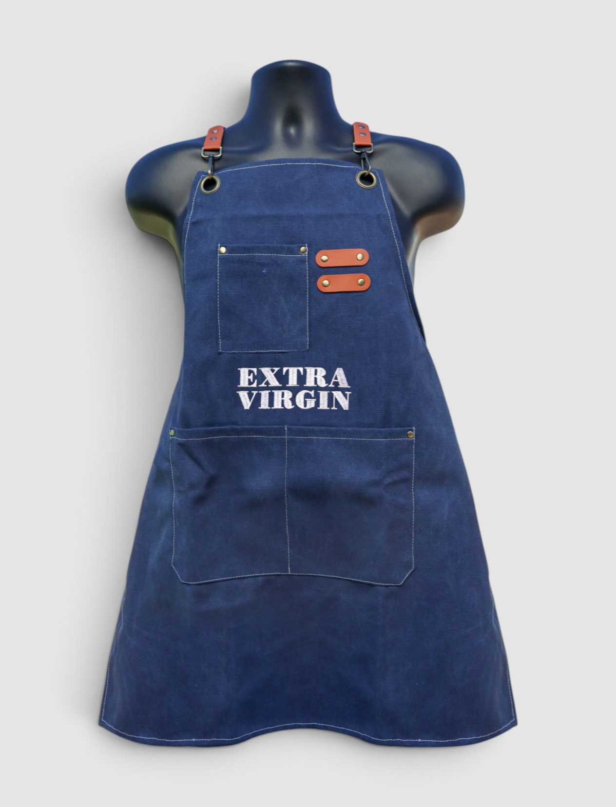 NAVY BLUE EXTRA VIRGIN EMBROIDERED APRON