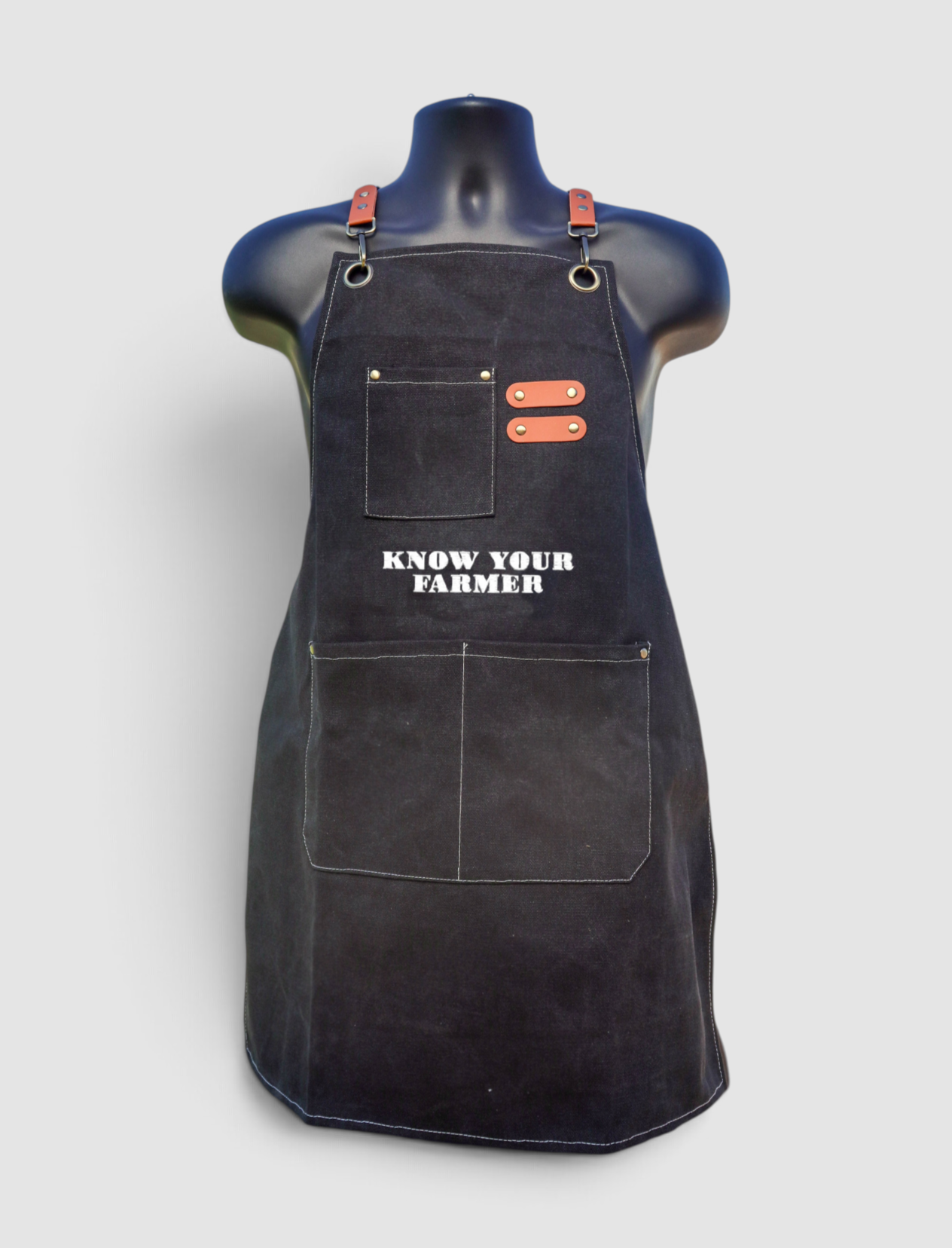 BLACK KNOW YOUR FARMER EMBROIDERED APRON