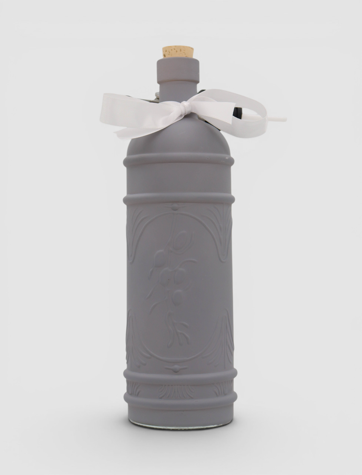 GRAY OLIVE LEAF GLASS BOTTLE