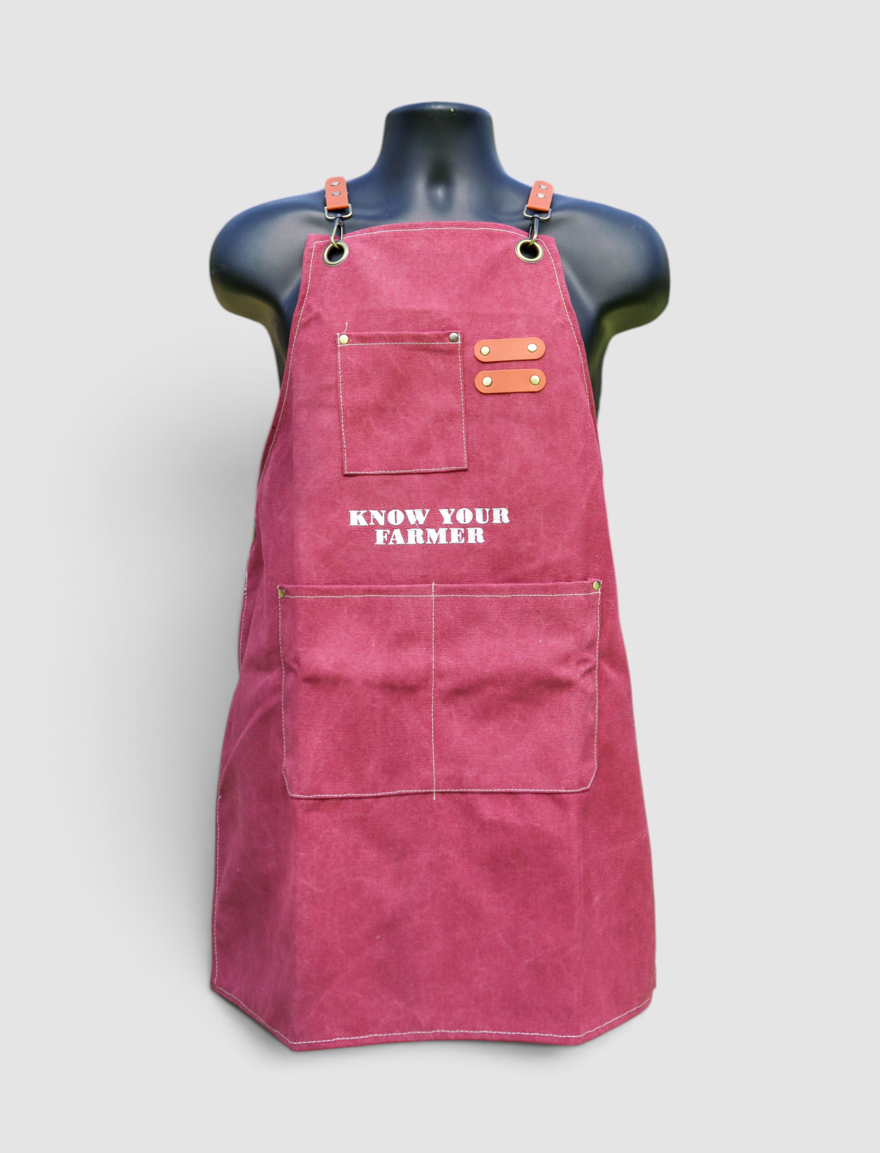 BURGUNDY KNOW YOUR FARMER EMBROIDERED APRON