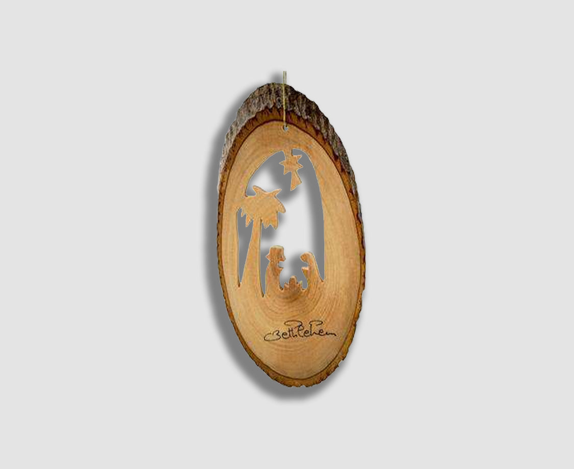 BARK SLICE NATIVITY WITH PALM