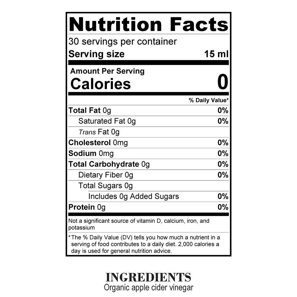 Nutrition Facts Organic Apple Cider Vinegar