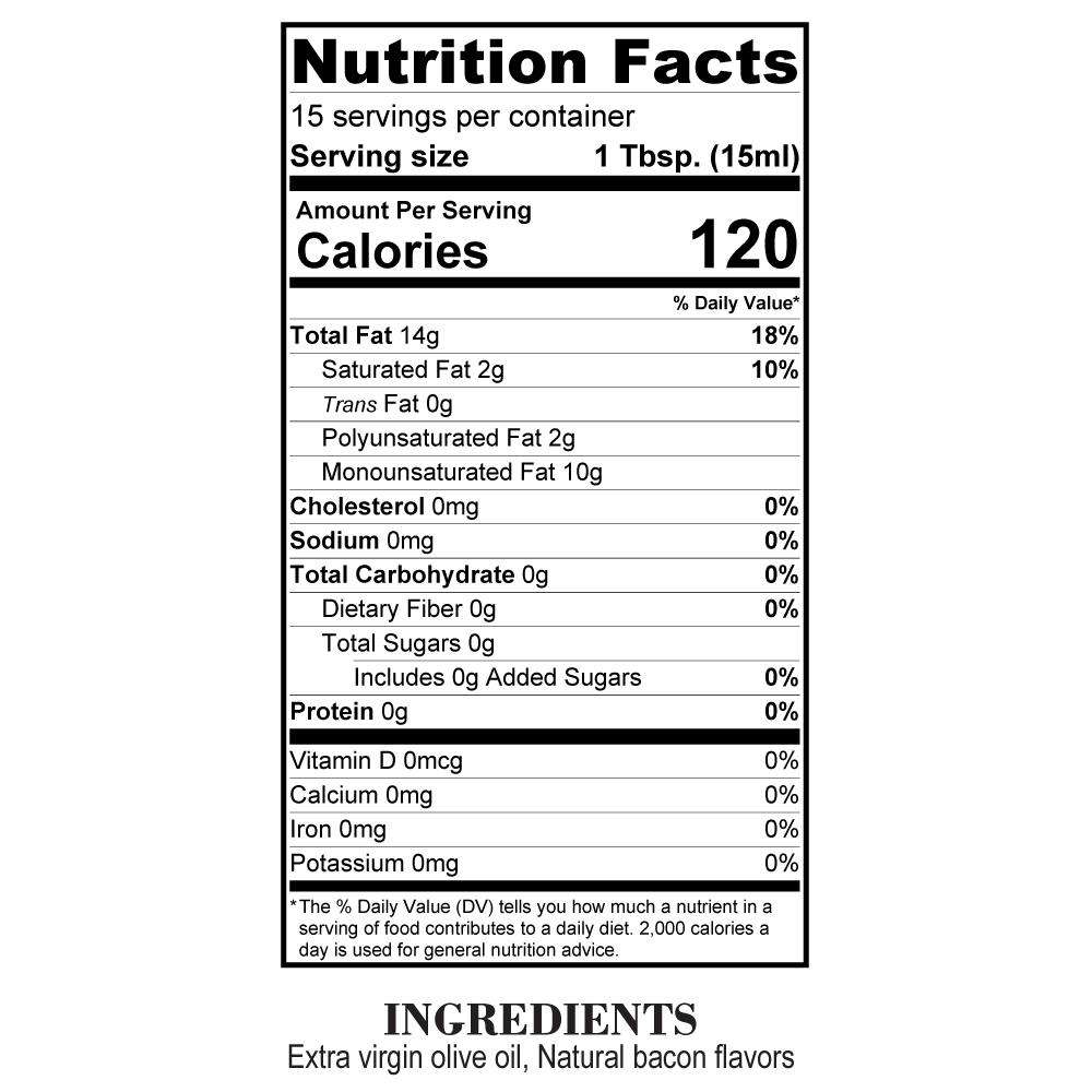 Nutrition Facts Bacon Olive Oil