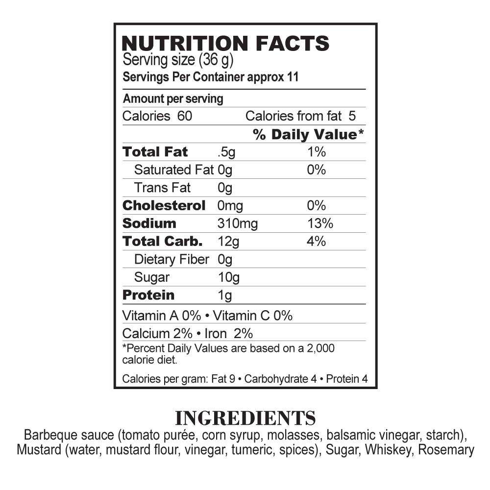 Nutrition Facts Bourbon Mustard BBQ Sauce