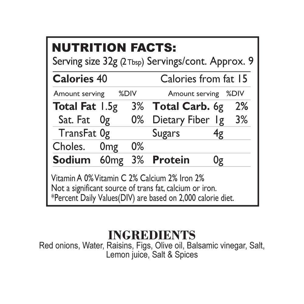 Nutrition Facts Caramelized Red Onion & Fig Tapenade