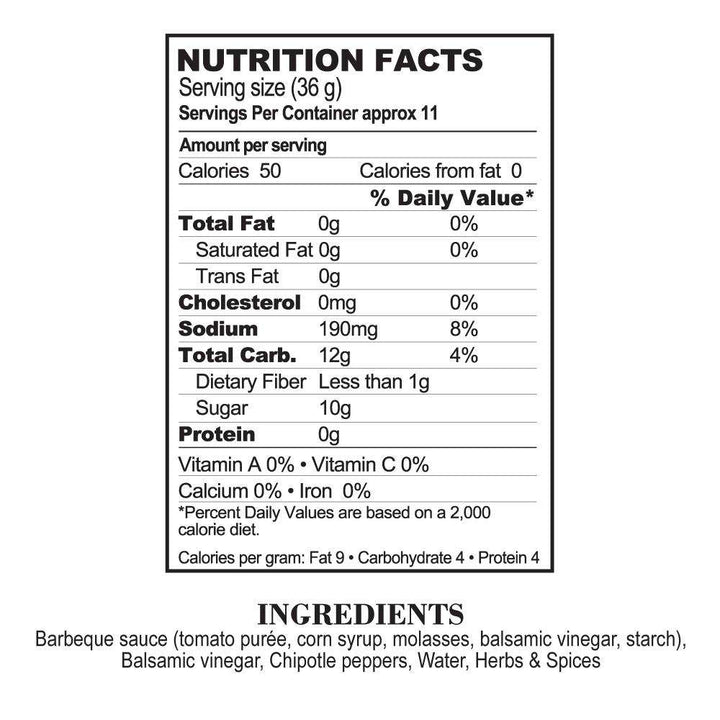 Nutrition Facts Chipotle Balsamic BBQ Sauce