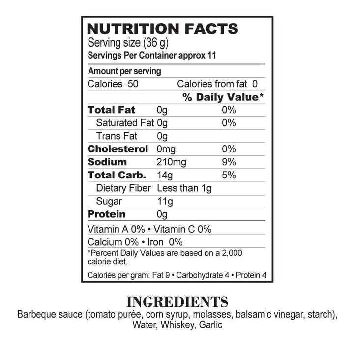 Nutrition Facts Drunken Garlic BBQ Sauce