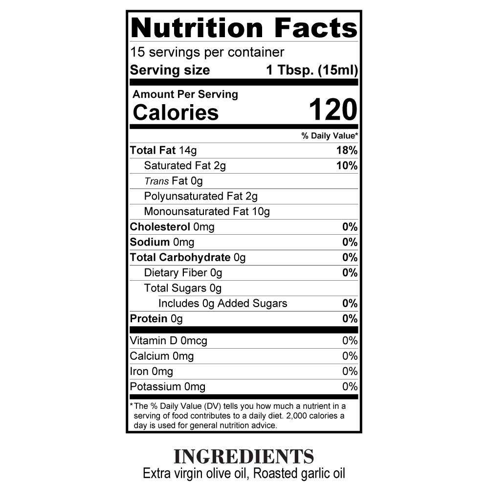 Nutrition Facts Roasted Garlic Olive Oil